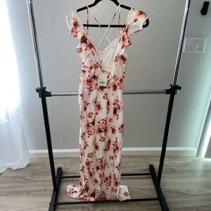 Coral and White Ruffled jumpsuit